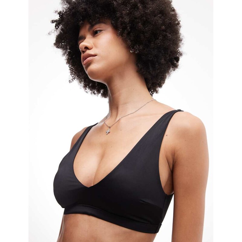 Weekday plunge bikini top co-ord in black