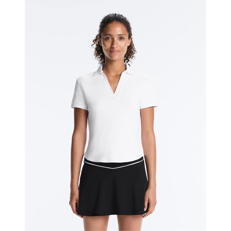 OYSHO Comfortlux short sleeve piping polo shirt in off-white