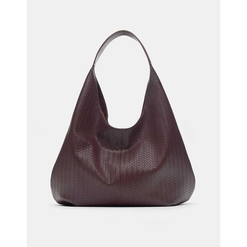 Pull&Bear Woven effect shopper bag in burgundy-Red 114690122
