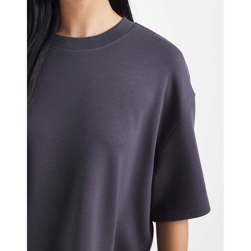 ASOS DESIGN soft touch cupro boxy crop t-shirt in charcoal-Grey