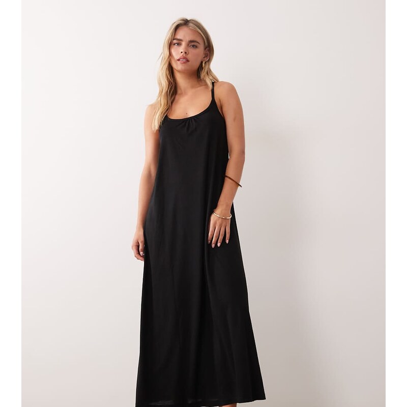 JDY Petite back tie maxi dress in black 115518401