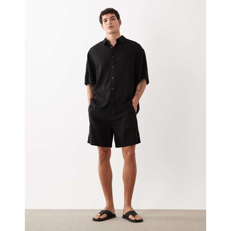 ASOS DESIGN co-ord wide fit linen blend shorts in mid length in
