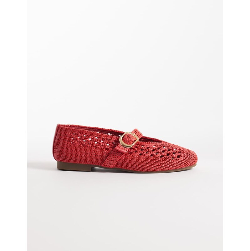 SEQWL Woven ballet flat with buckle detail red 115517618