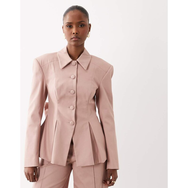 ASOS LUXE co-ord structured blazer with bow back in pink 114849878
