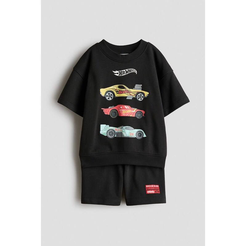 H&M - Dvoudílná souprava z teplákovinys potiskem - Černá/Hot