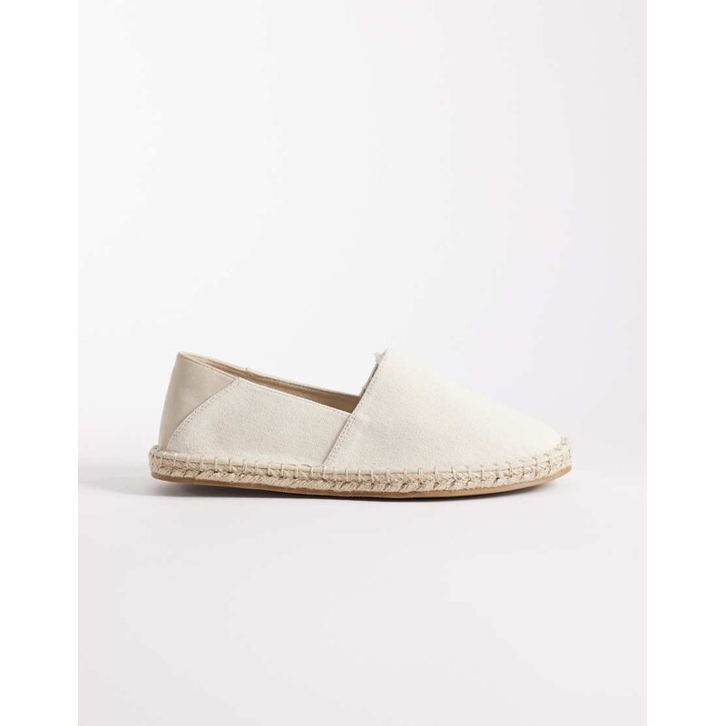 ASOS DESIGN espadrilles with step down in beige canvas-Neutral