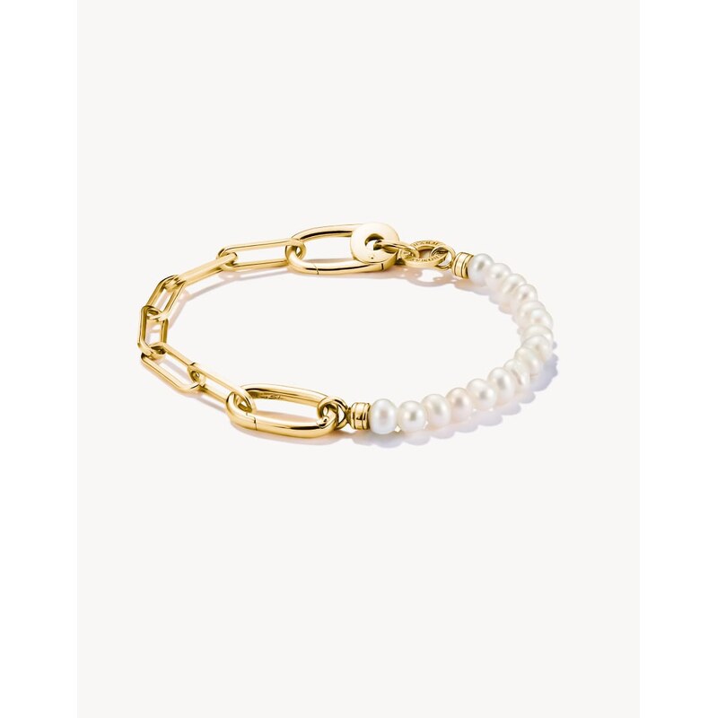 Thomas Sabo Charm bracelet paperclip an pearls with connect link gold 115500875
