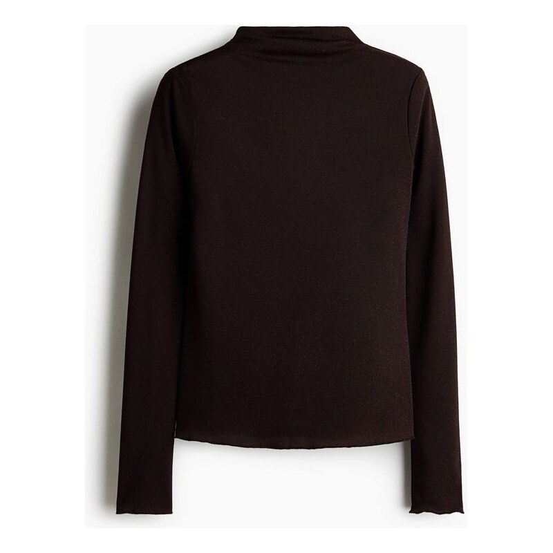 H&M - Tops vysokým límcem - Tmavě Hnědá