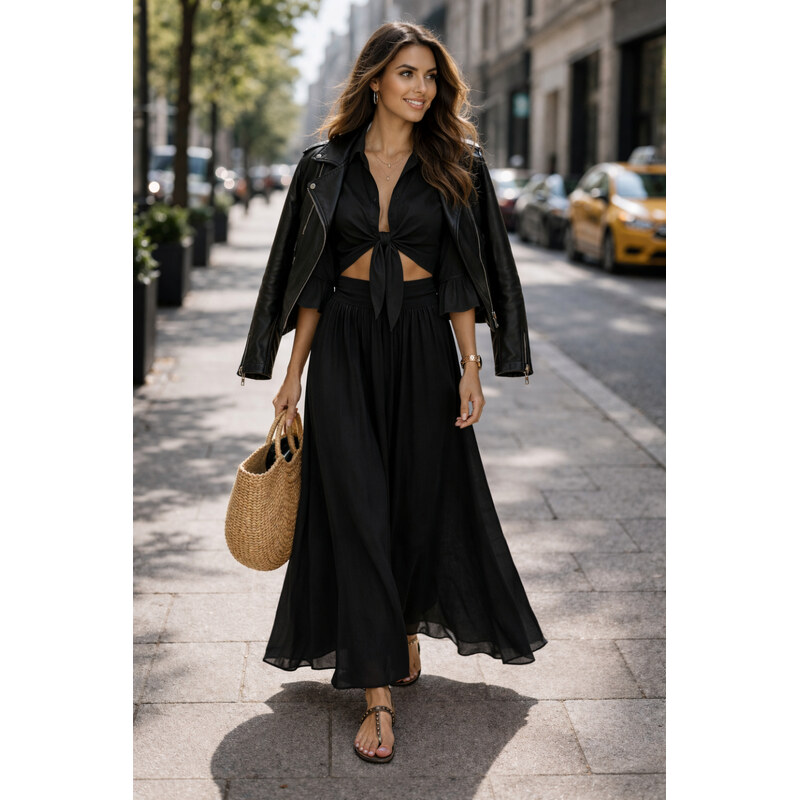 Fashionweek Dámská dlouhá sukně MAXI lehká, vzdušná, elastický