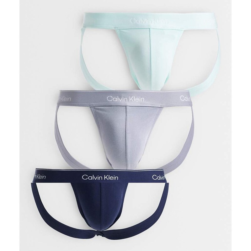 Calvin Klein Icon Cotton Stretch 3 pack jockstraps in black/grey