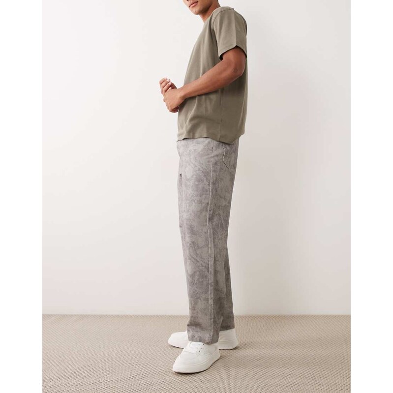 ASOS DESIGN loose straight trouser in fuzzy print-Multi