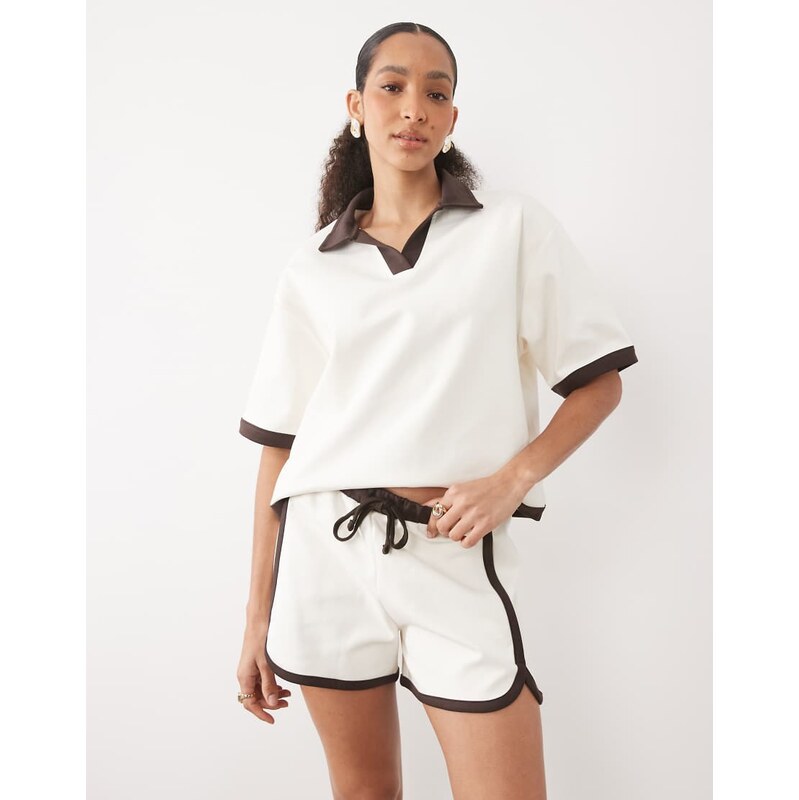 ASOS DESIGN interlock runner co-ord shorts with contrast binding