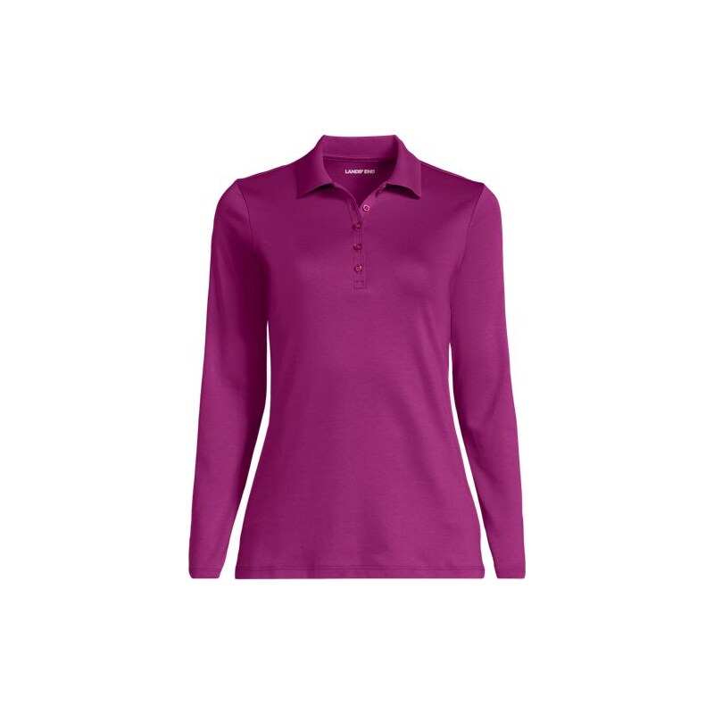 Long Sleeve Supima Cotton Polo Shirt, Women, size: 3X, plus,
