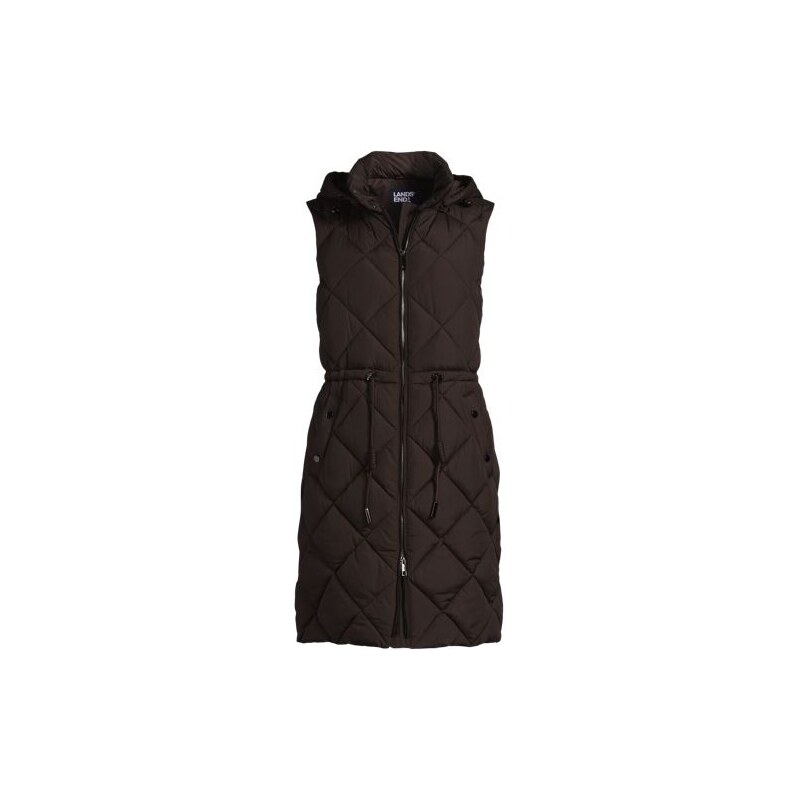 Cinch Waist Long Gilet, Women, size: 10-12, regular, Brown, Polyester, 114695616