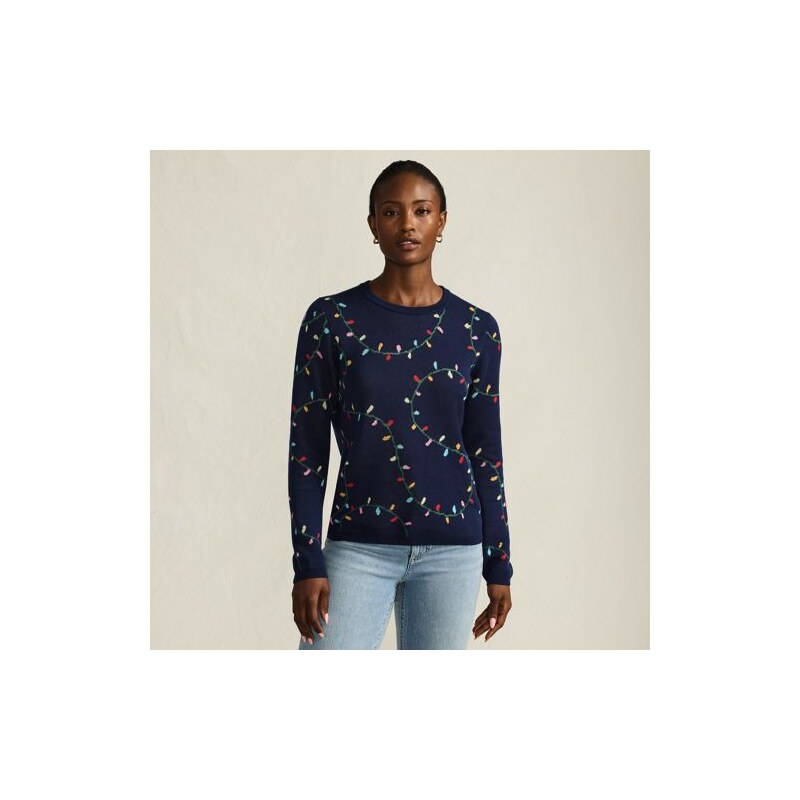 Fine knit Christmas Jumper With Fairy Lights Print, Women, size: