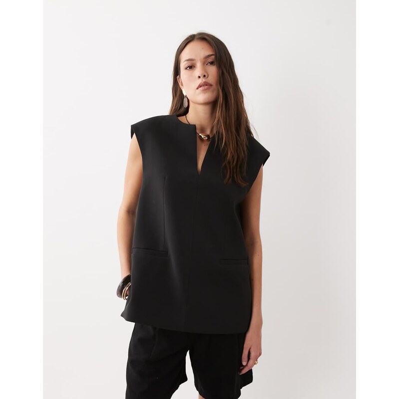 ASOS DESIGN tailored oversized boxy tabard top in black 114698934