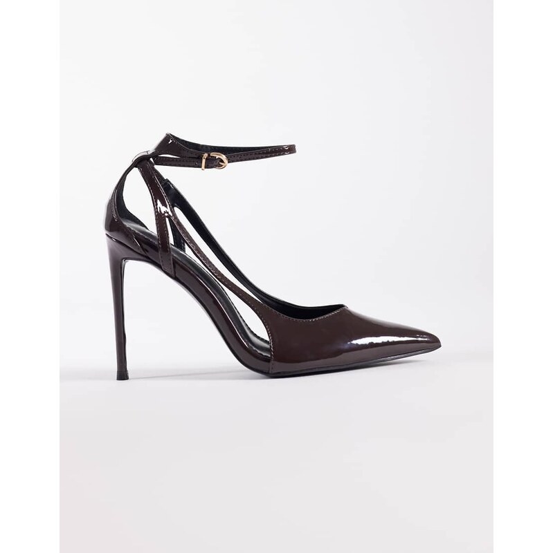 Public Desire Allegedly pointed toe court heeled shoes in brown