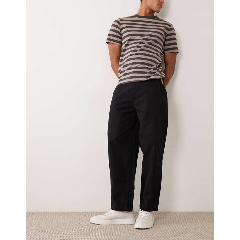 Jack & Jones barrel chino trouser in black