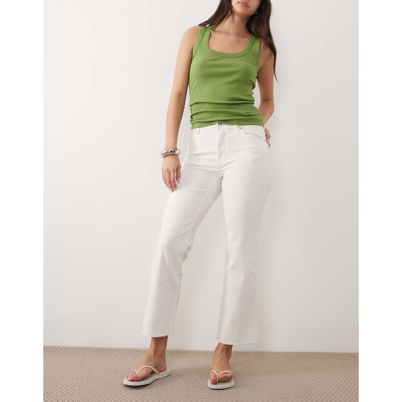Mango Sienna cotton rich kickflare jean in white