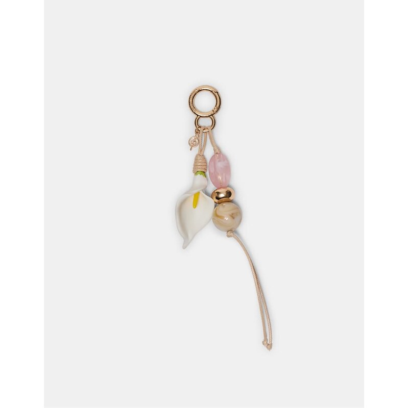 Stradivarius Beaded calla lily flower keyring in white 114699191