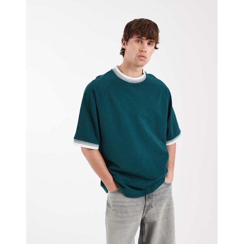 ASOS DESIGN heavyweight oversized t-shirt in green pique