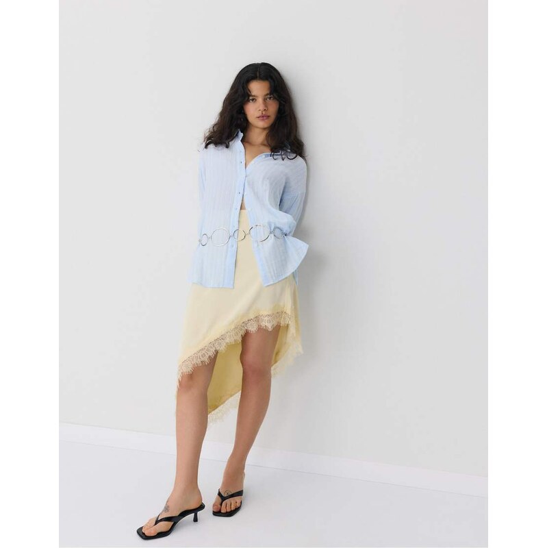 Stradivarius Basic double fabric shirt in sky blue