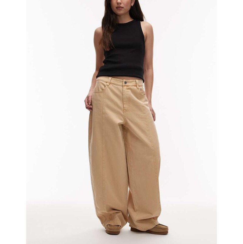ASOS DESIGN barrel trousers in toffee-Brown