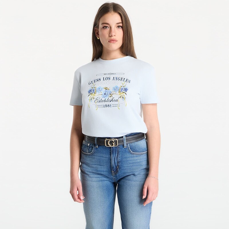 Tričko GUESS Ss Cn Flowers Guess Box Tee Sky High M