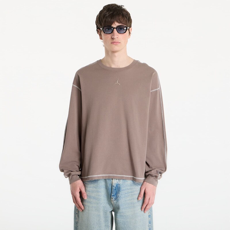 Tričko Jordan Flight Mens Heavyweight Long-Sleeve Top Olive Grey