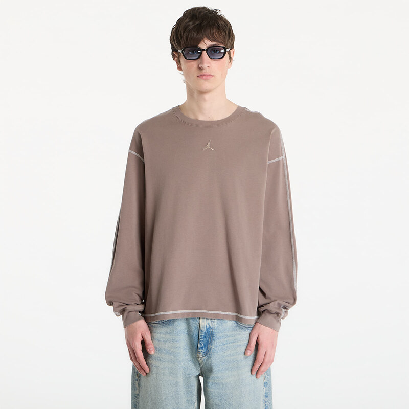 Tričko Jordan Flight Mens Heavyweight Long-Sleeve Top Olive Grey