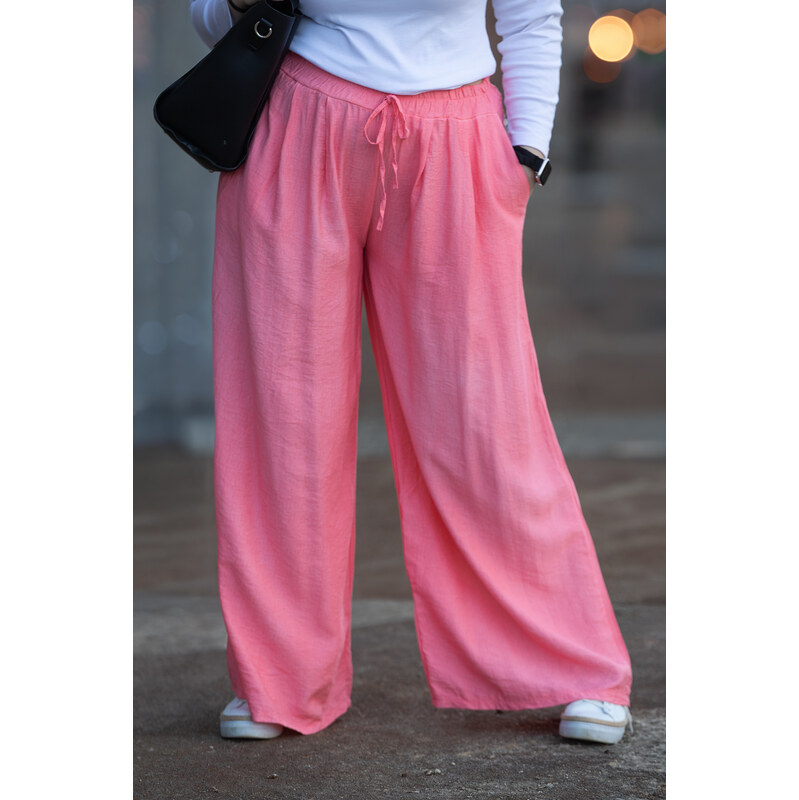 Italy fashion Plátěné kalhoty OHANA Barva: Meruňková, Velikost: