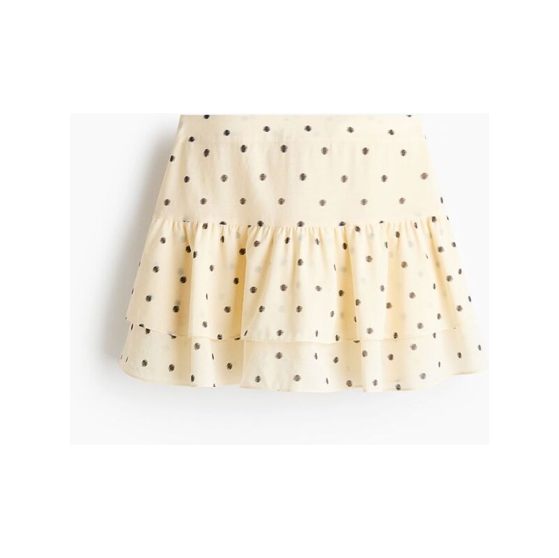 H&M - Volánová sukně - Světle Žlutá/Puntíky