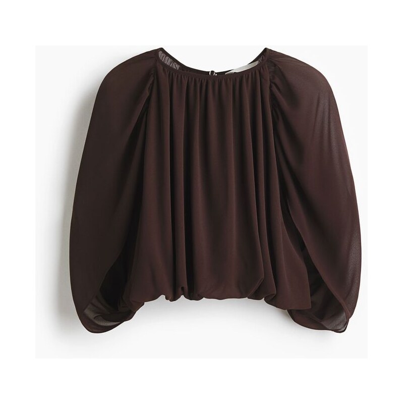 H&M - Šifonový top - Tmavě Hnědá