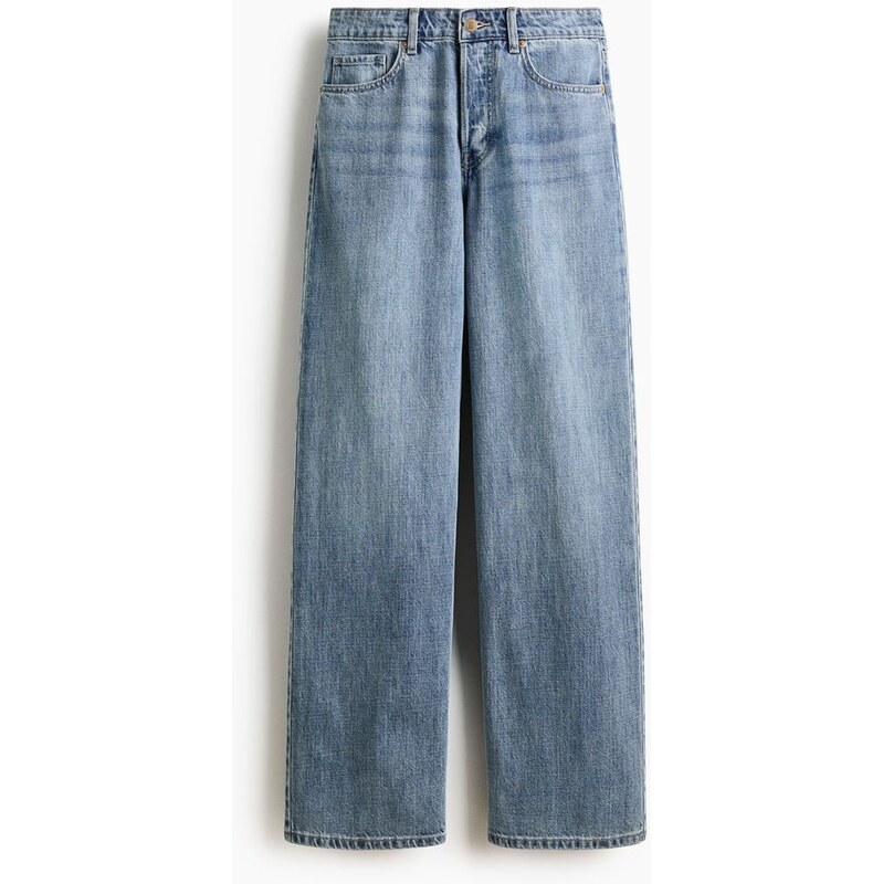 H&M - Wide Regular Waist Jeans - Světlý Denim Blue