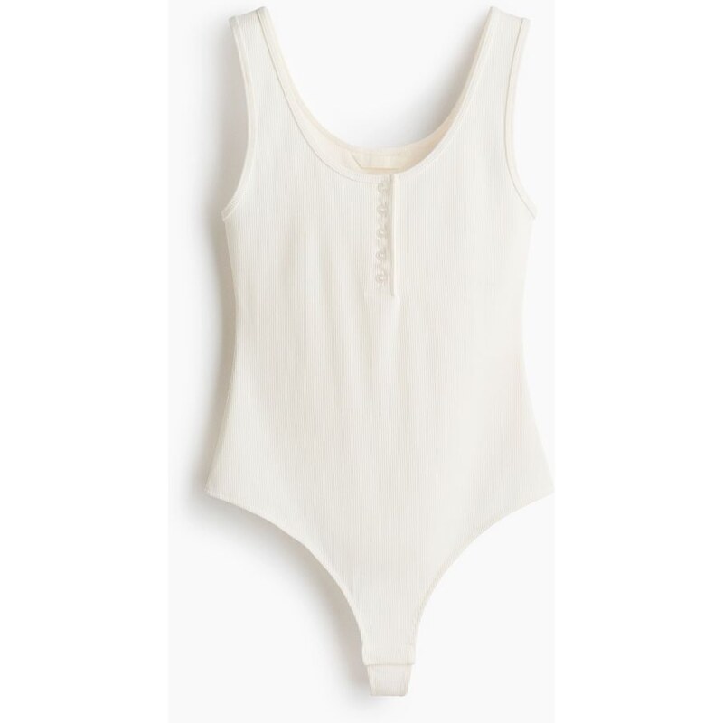 H&M - Žebrované body thong - bílá 114702312