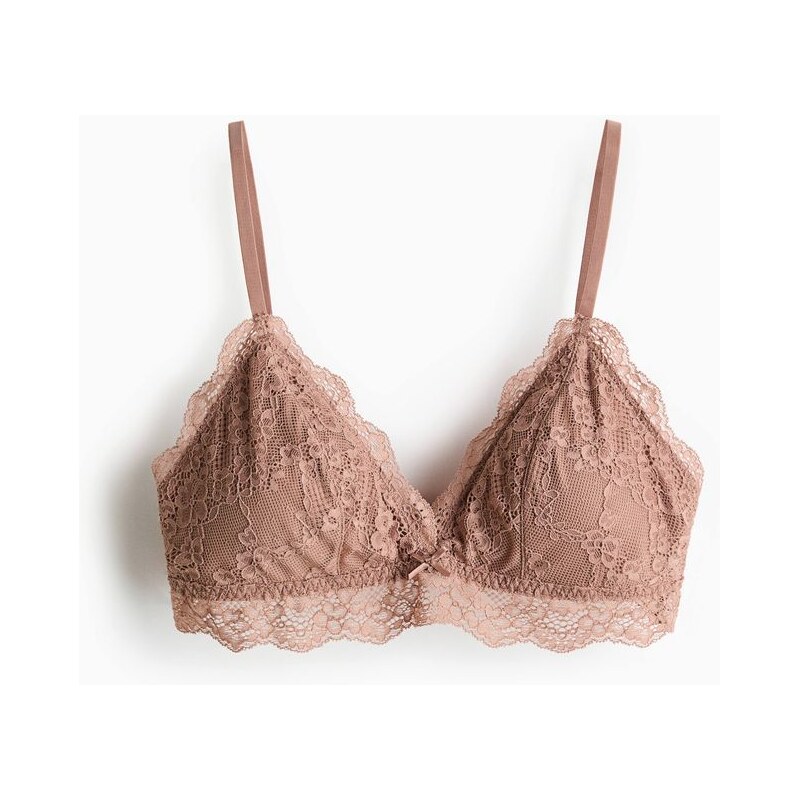 H&M - Měkká vyztužená krajková podprsenka - béžová 114702326