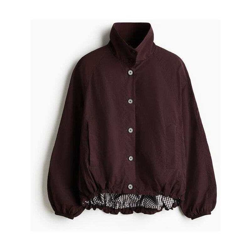 H&M - Oversized bundas bublinovým lemem - hnědá 114702324