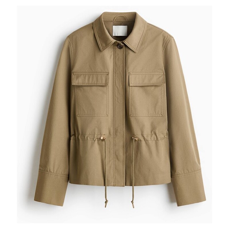 H&M - Bunda z bavlněného kepru - zelená 114702370