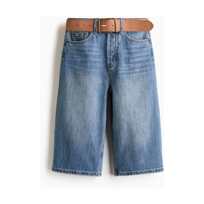 H&M - Džínové bermudys páskem - modrá 114702407