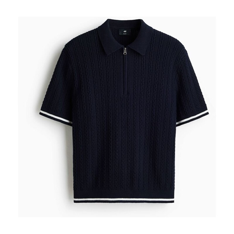 H&M - Bavlněný tops límečkem Relaxed Fit - Námořnická Modř