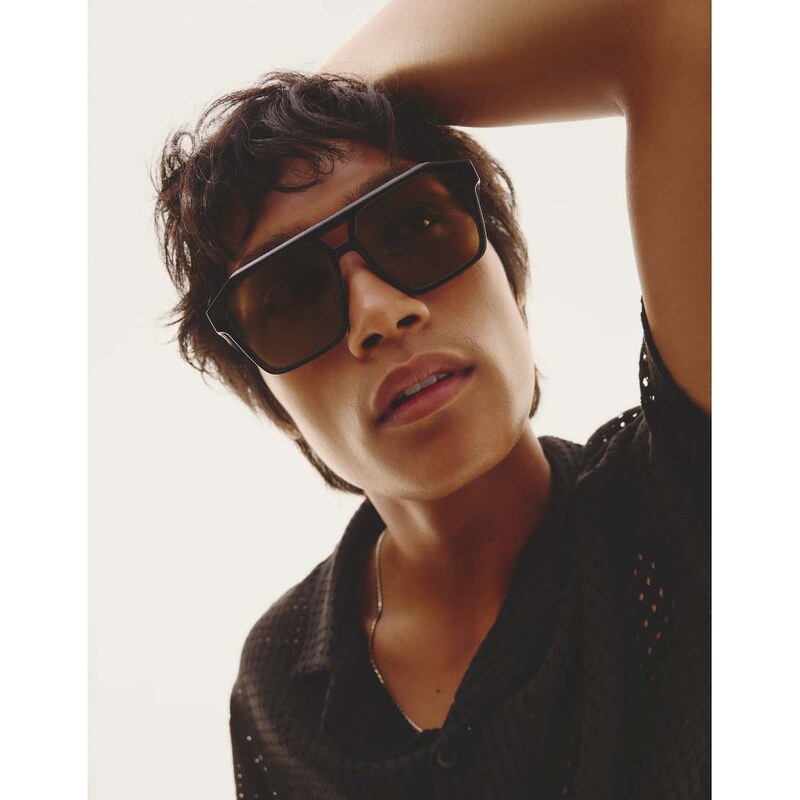 Quay Australia Quay soundcheck large aviator sunglasses in black with 114909737