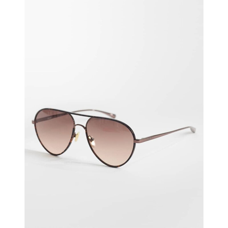 Quay Australia Quay say less metal aviator sunglasses in dark tort and 114909739