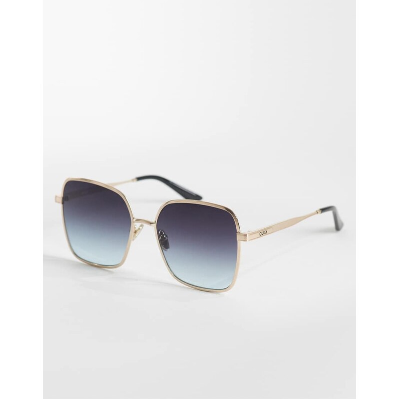 Quay Australia Quay 5th ave 70s large square metal frame sunglasses in 114934875