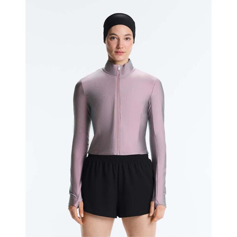 OYSHO Iridescent technical jacket in washed purple 114844785
