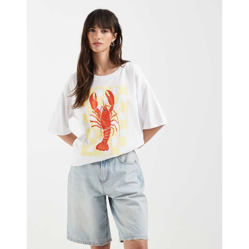 ONLY oversize t-shirt with lobster print in white