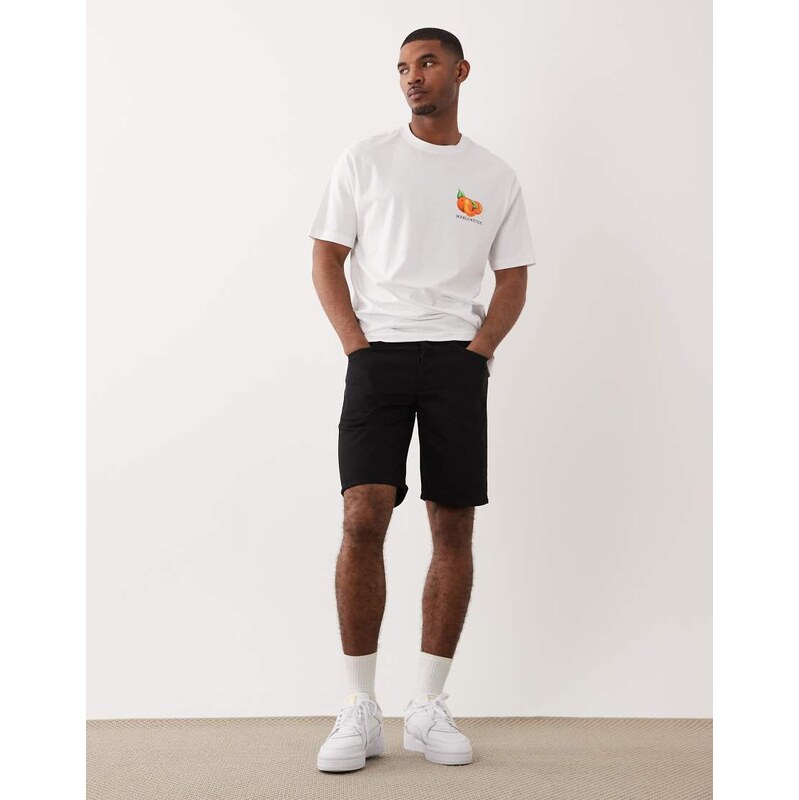 ONLY & SONS Edge straight fit denim shorts in washed black