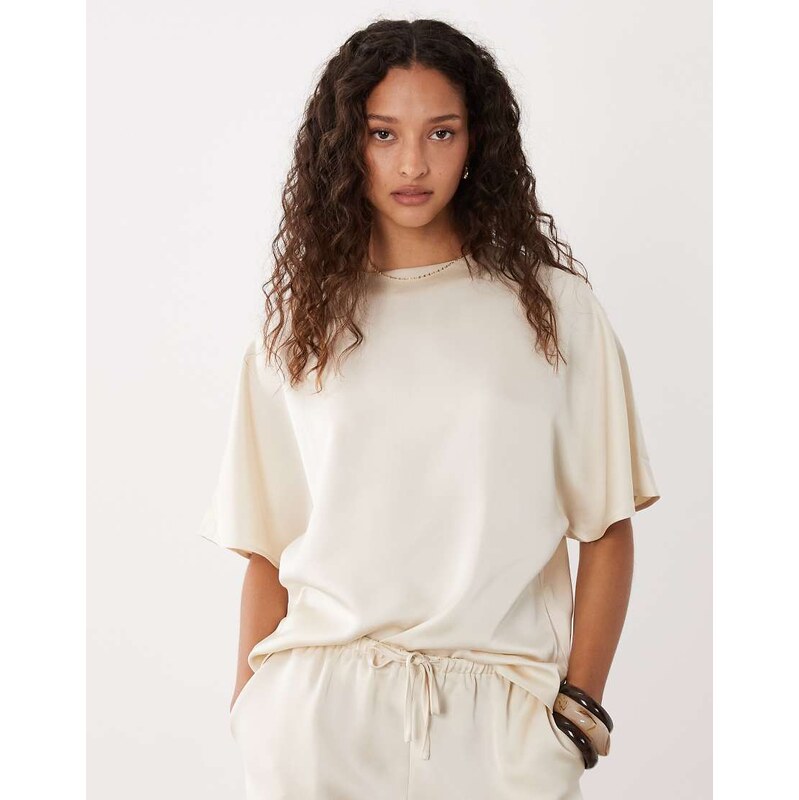 Pretty Lavish mix and match satin oversized t-shirt co-ord in