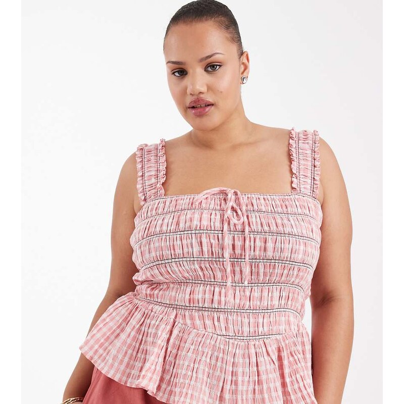 ASOS Curve ASOS DESIGN Curve shirred channel wide strap cami in 114746563