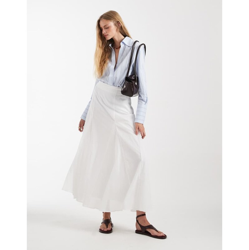 ASOS DESIGN cotton godet maxi skirt in white
