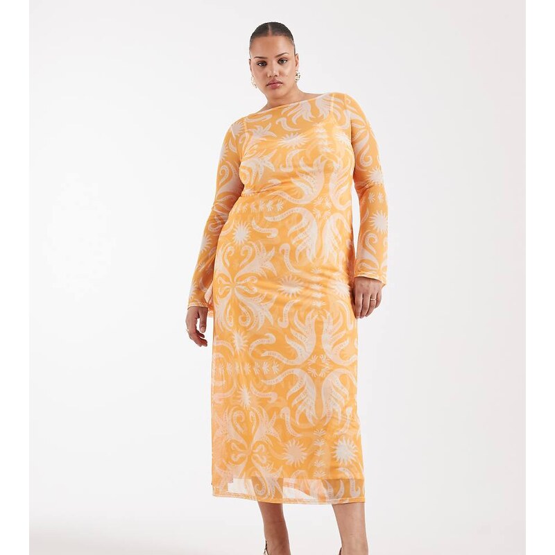 Never Fully Dressed Plus Cairo reversible mesh maxi dress in